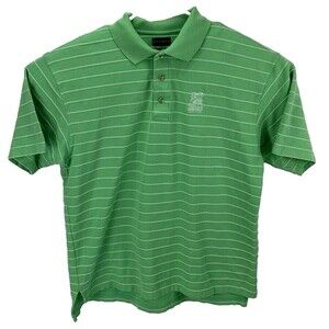 Indian Springs Golf Club Divots Div-Dry  Green Striped Polo Shirt Men's Size L
